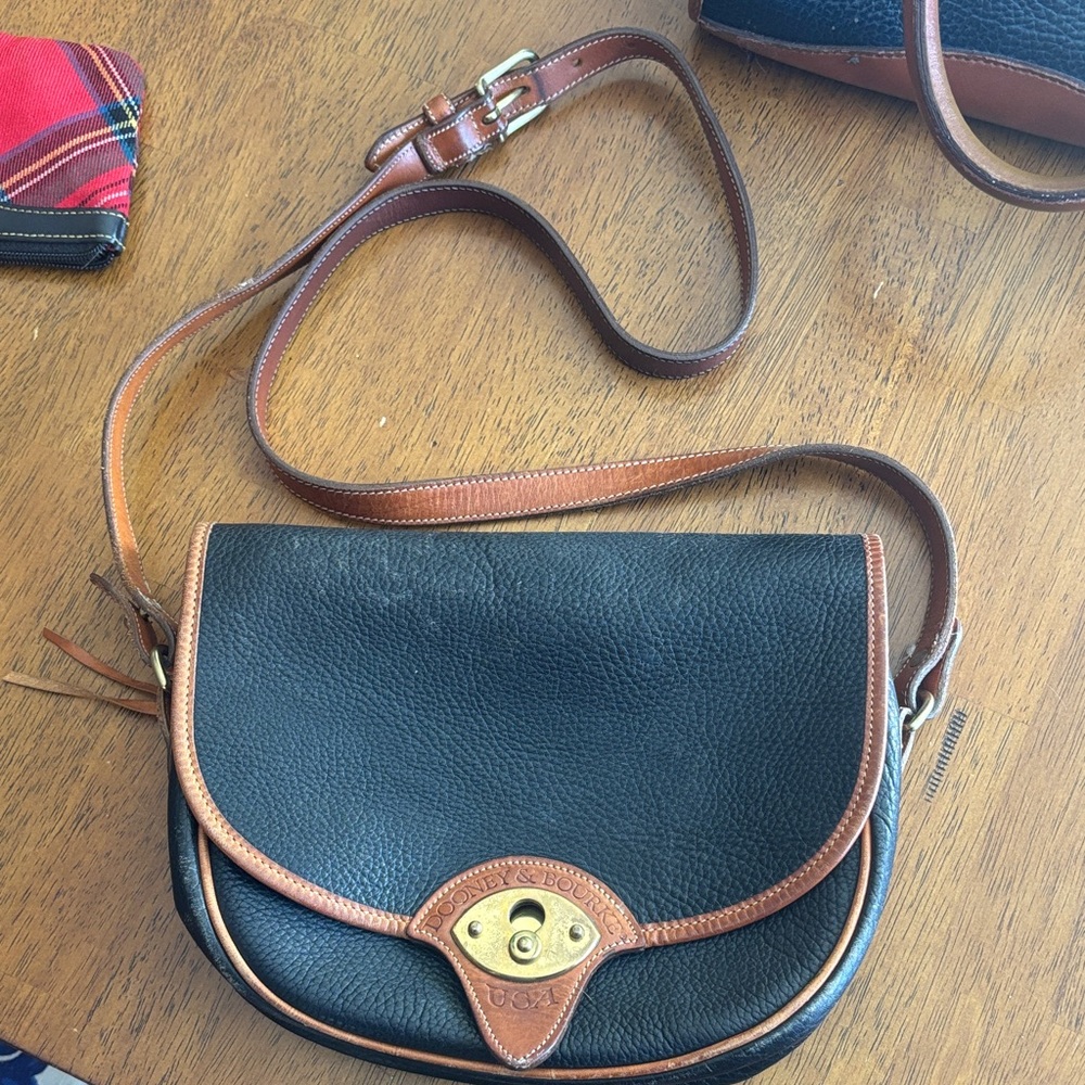 Vintage Black and Brown Leather Crossbody Bag